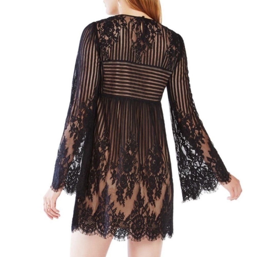 💞3 for $50💞BCBGMAXAZRIA black lace babydoll mini dress size Medium - Picture 2 of 14